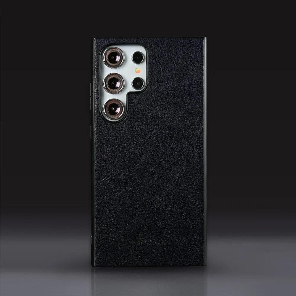 Retro Genuine Leather Phone Case for Samsung Galaxy S26 Ultra S23 Plus S24Ultra S23Ultra S22Ultra S21FE Luxury Back Cover Cases