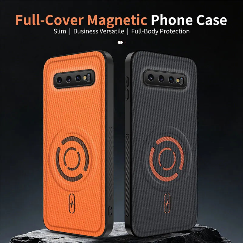 ShockProof Fabric Magnetic Case For Samsung Galaxy S10 Plus S10E S10Plus 4G 5G Wireless Charging Back Cover Coque