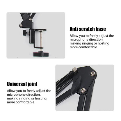 Desktop Adjustable Microphone Stand Boom Holder Professional Flexible Scissor Arm for Podcast/Streaming/Youtube