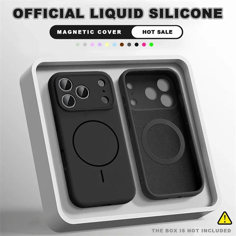 For Magsafe Liquid Silicone Phone Cases For iPhone 17 16 15 14 13 12 Pro Max 16 Plus Air Case Magnetic Wireless Charging Cover