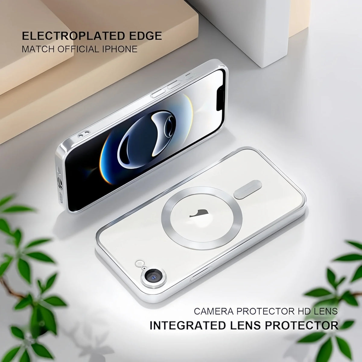 Magnetic for iPhone 17e/16e Case With Privacy Screen Protector Cover,[Non-Yellowing] Plating Glossy Soft Shockproof Clear Case