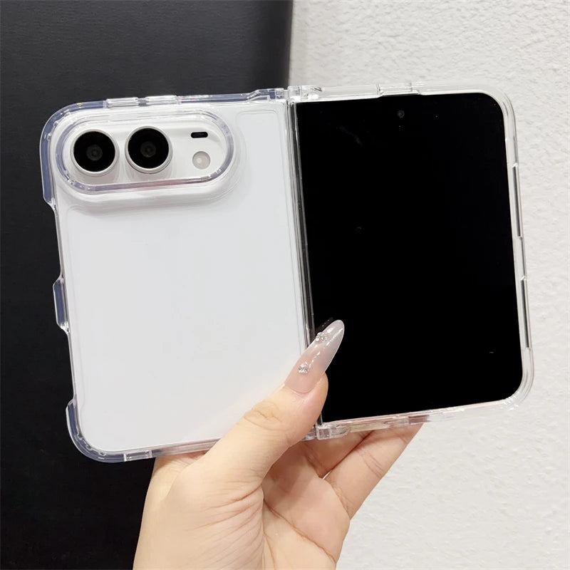 New Simple HD Transparent Acrylic Folding Phone Case For iPhone Duo Ultra 18Duo Fold TPU Bumper Shockproof Hard Clear Back Cover