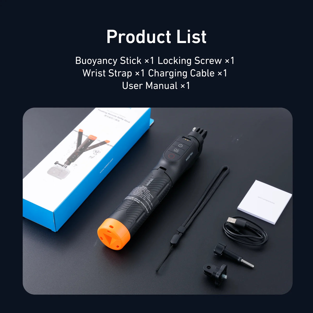 TELESIN Waterproof Bluetooth Floating Selfie Stick Tripod for DJI Osmo Action 6 5 Pro 4 15M Diving Stick 3-in-1 Hand Grip Tripod