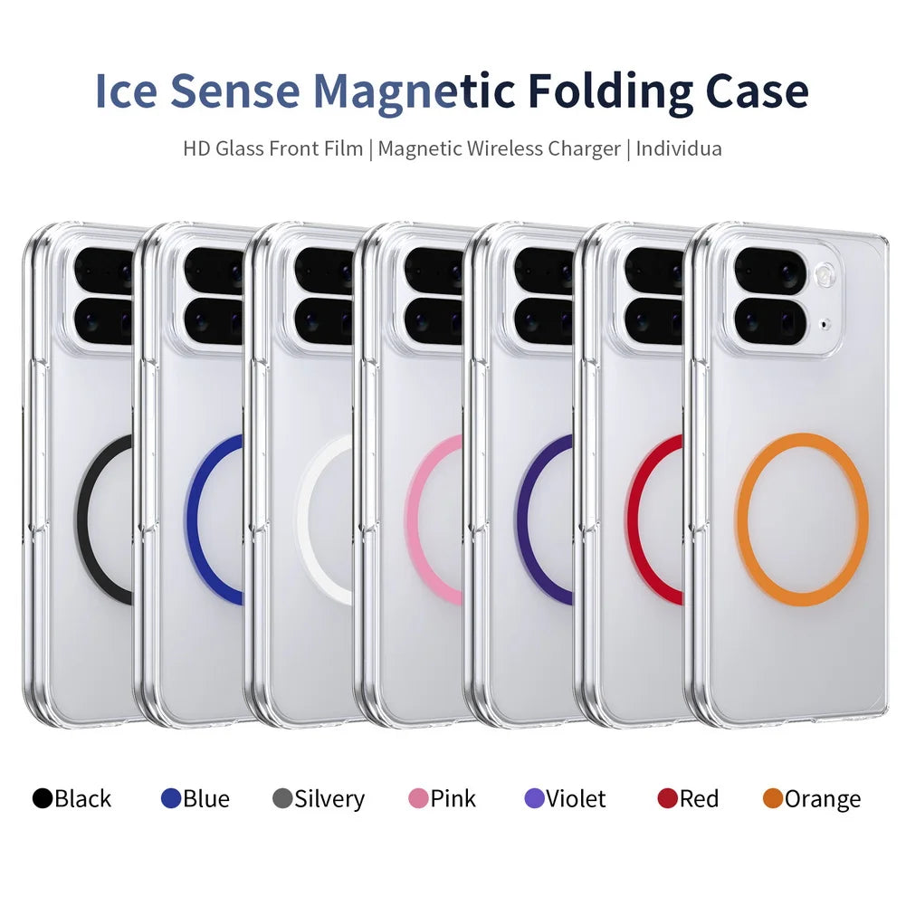 Magnet Adsorption with Tempered Glass Protector Case for Google Pixe 10 Pro Fold for Magsafe Wireless Charging Shockproof Cover