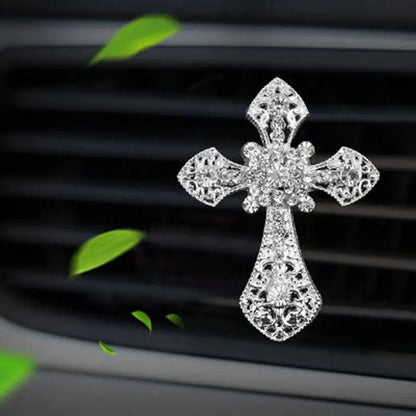 Car Perfume Air Freshener Bling Cross Car Vent Clips Auto Air Fresheners Vent Clips For Women Car Interior Aroma Diffuser