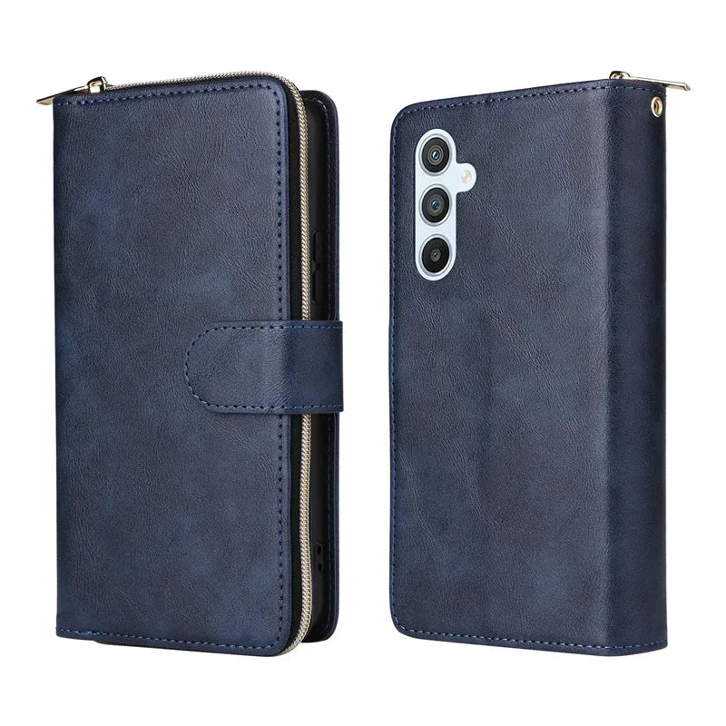 For Samsung S25 S24 S23 S22 S21 S20 FE 5G Zipper Wallet Leather Case For Samsung Galaxy S26 Ultra Note 20 10 Lite S9 Plus Etui