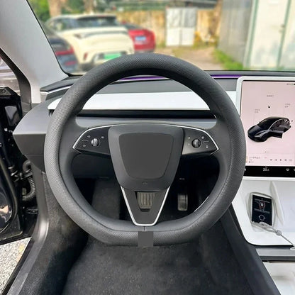 PU Leather Steering Wheel Cover For Tesla Model 3 Y Highland Anti Slip Steering Replacement Protect Cover Interior Accessories