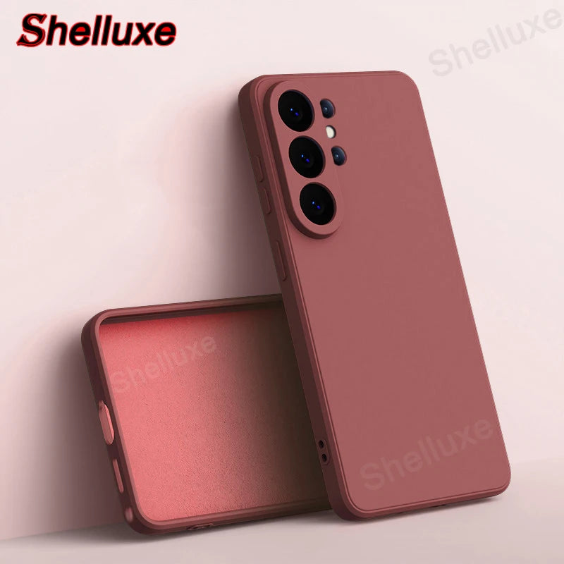 Shelluxe Square Original Liquid Silicone Case For Samsung Galaxy S26 S25 S24 S23 Ultra Plus FE S26+ Silky Feel Soft Phone Cover