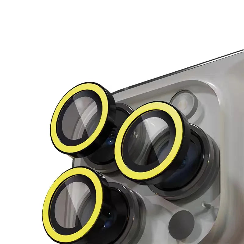 Luminous  Camera Protector For IPhone 16 Pro Max 16 Plus 15Pro Lens Film Ring Anti-Scratch Tempered Glass Glowing Protective Cap