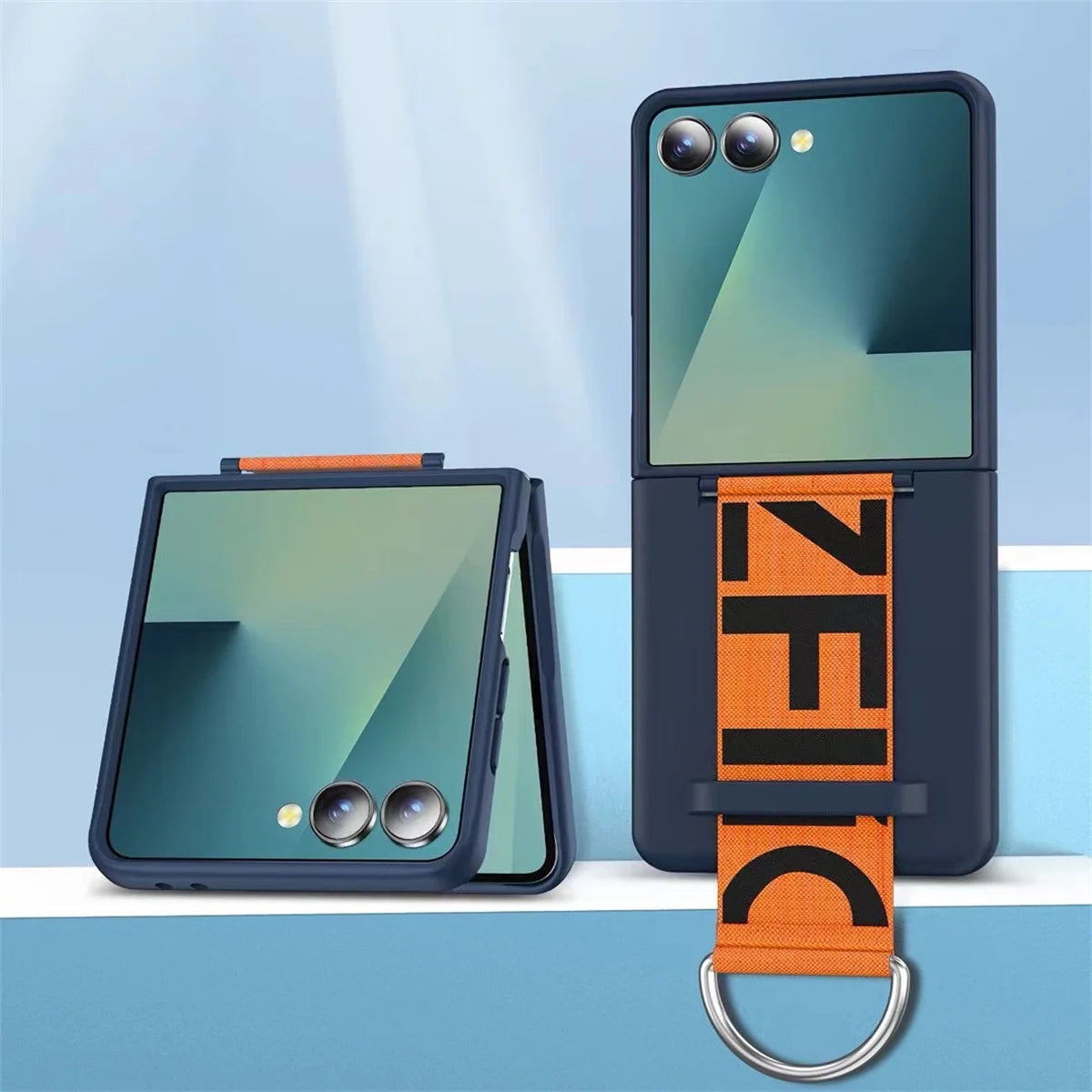 Wrist Strap Ring Holder Phone Case for Samsung Galaxy Z Flip 8 7 6 5 Luxury Matte PC Shockproof Hand Chain Band ZFlip 7 FE Cover