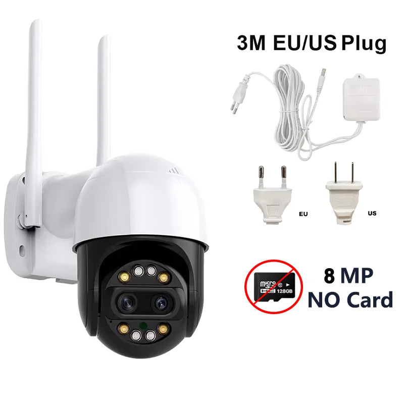 8X Digital Zoom 8MP PTZ WiFi Camera Dual Lens Night Vision Human Detection CCTV Video Surveillance Camera 4K Security IP Camera
