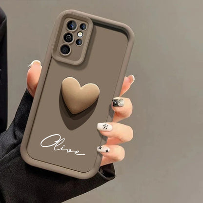 Customized Personalized Name 3D Love Heart Case For Samsung Galaxy S25 S24 S23 S22 S21 S20 Ultra Plus Luxury Cover S23 S21 FE