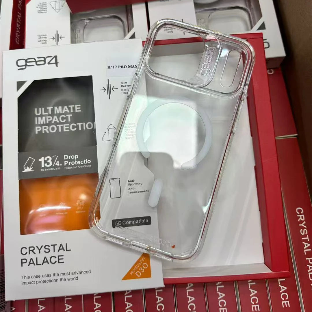 Gear4 Clear Armor Shockproof for Magsafe Case for IPhone 17 Pro Max Air 16 15 14 13 Pro Wireless Charging Ott-Box Phone Cover