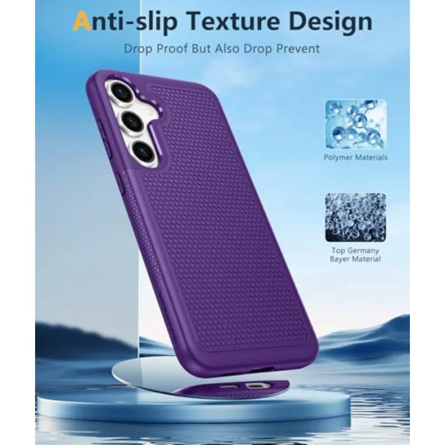 for Samsung Galaxy S25 Case: Dual Layer Heavy Duty Cell Phone Protective Cover Shockproof Rugged with Non-Slip Textured - Milit
