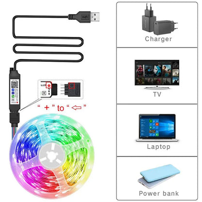 RGB Led Strip Lights 5m 10m 20m 30m Led Room Light with APP Control Flexible Ribbon Luces Led Tape for Room Bedroom Decoration