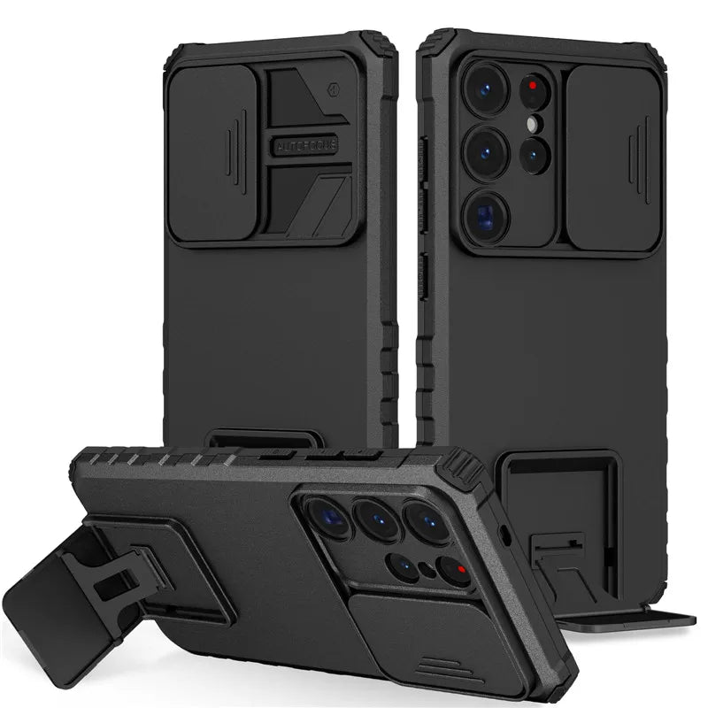 Shockproof Armor Funda For Samsung Galaxy S20 FE S21 S22 S23 S24 Plus Note 20 S25 Edge S26 Ultra 5G Slide Lens Protect Case