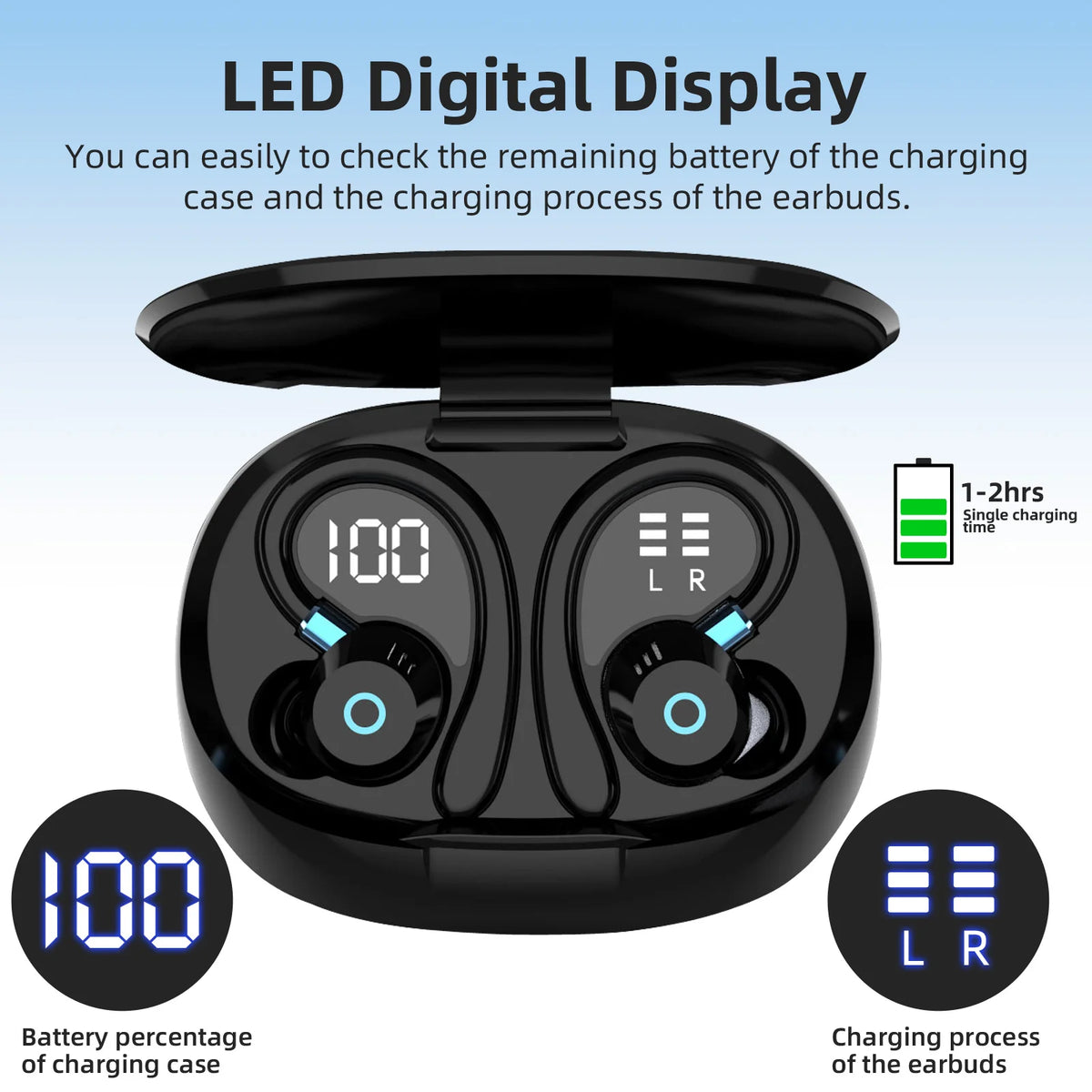 TWS Bluetooth Headphones, Dual Microphones, ENC Noise Cancellation, Touch Volume Control, Ultra-Long Battery Life
