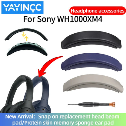 Replacement Easy to install Snap on Headbeam cushion/Protein skin memory sponge ear pad For Sony WH-1000XM4 Headset repair parts
