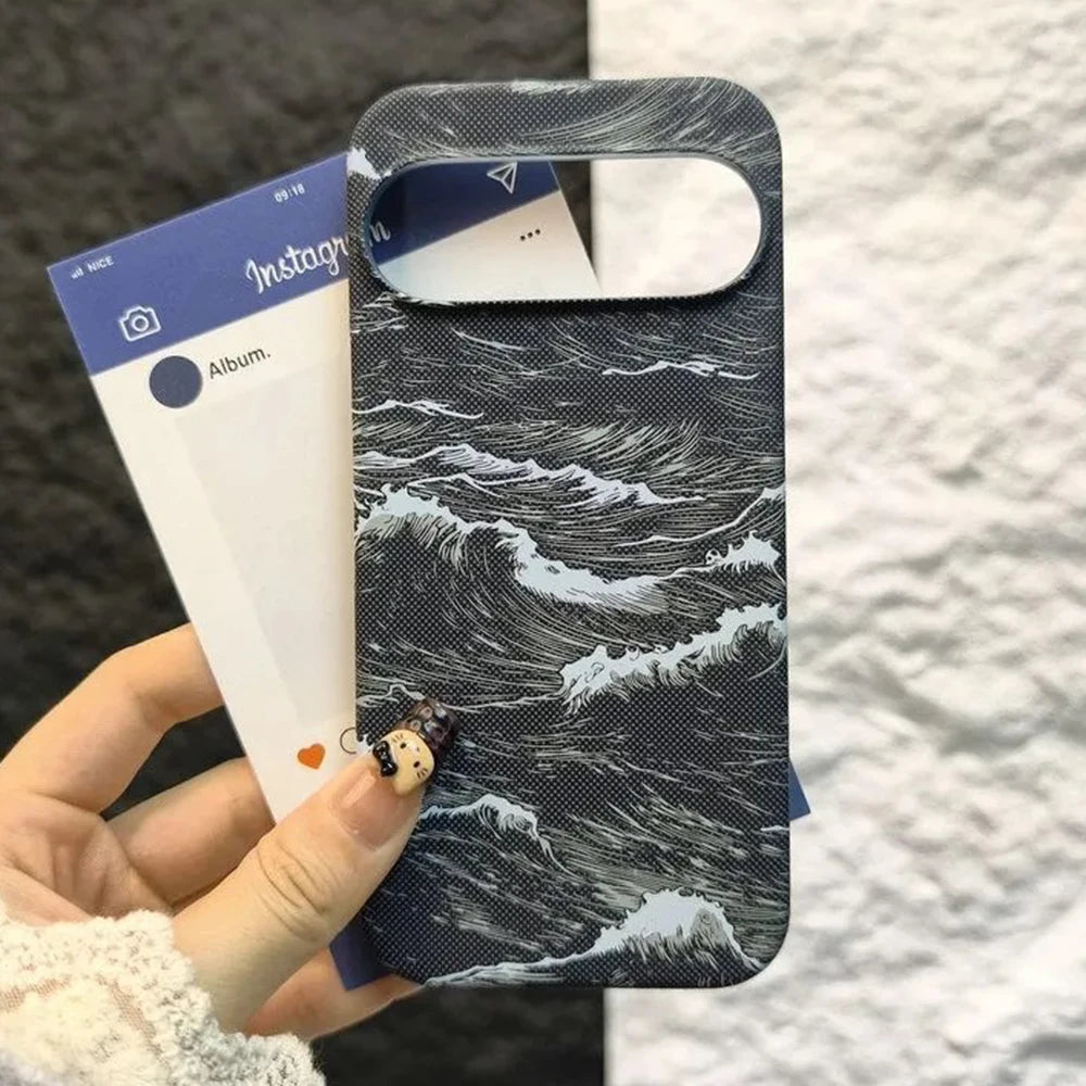 Frameless Kevlar Ocean Wave Texture Magnetic Case For Google Pixel 11 10 9 8 7 Pro XL 10 A For Magsafe Charge Plastic Hard Cover