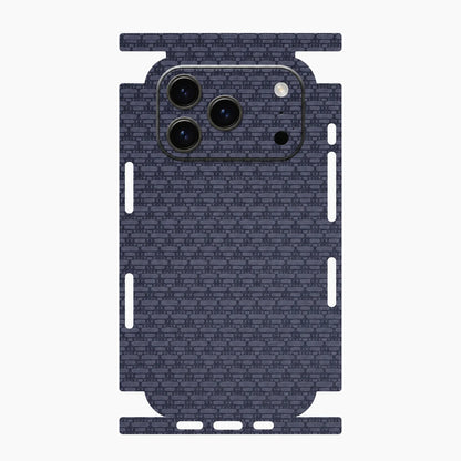 Full Wrap Faux Leather Back Skin for iPhone 17 16 15 14 13 Pro Max Diamond Kevlar Texture Anti Scratch Phone Sticker