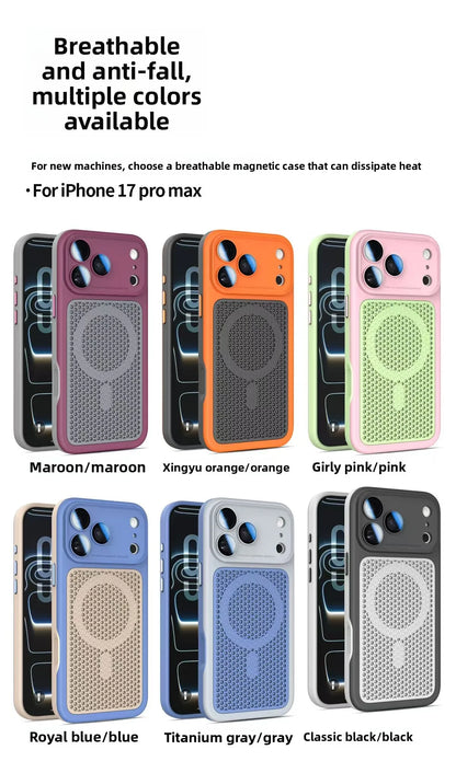 Magnetic Heat Dissipation Anti Drop Case for iPhone 17 Pro Max 16 15 14 13 12 Equipped with Lens Film for Magsafe Slim Fit Cover