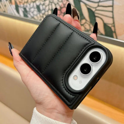 Ins PU Leather Solid Color Down Jacket Phone Case for IPhone Duo  Half-Wrapped Anti Scratch Shockproof Protection Cover