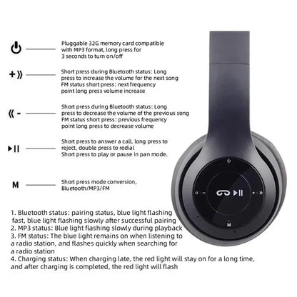Stereo P47 Headset 5.0 Bluetooth Headset Folding Series Wireless Sports Game Headset for iPhone XiaoMi