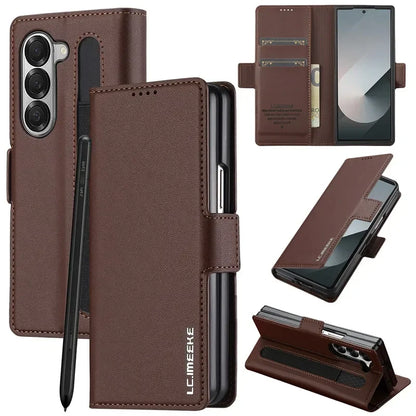 Magnetic Flip Leather Phone Case for Samsung Galaxy Z Fold 8 Ultra7 6 5 4 3 5G Fold6 Fold5 Fold8 Wallet Card Cover Etui Coque
