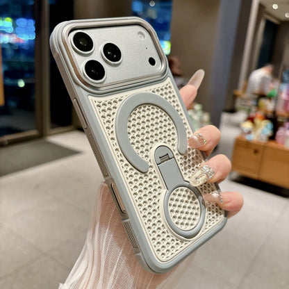 Invisible Support Bracket Cooling Heat Dissipation Phone Case For iPhone 17 16 15 14 13 12 11 Pro Max Breathable Magnetic Cover