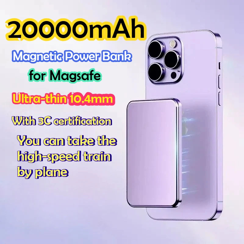 Taepiaai Magnetic Wireless Power Bank 20000mAh Ultra Thin Portable CCC Certified Super Fast Charging Pack for MagSafe for Iphone