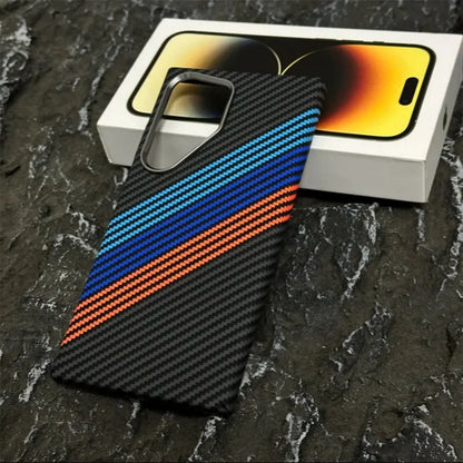 Luxury Carbon Fiber Wireless for Magsafe Case for Samsung Galaxy S26 S25 S23 S24 S22 Ultra Plus Alloy Lens Protection Hard Cover