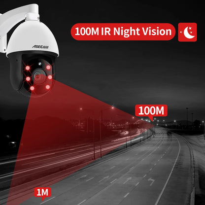 8MP 4K IP Camera Outdoor PTZ 30X Optical Zoom CCTV Onvif H.265 Dome POE Vehicle Detection Security Camera Hikvision Compatible