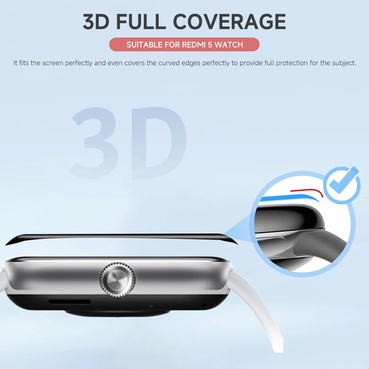 Screen Protector for Xiaomi Redmi Watch 5 Curved Screen Protector Redmi Watch 5 Ultra-HD Full Coverage Protective Accessories