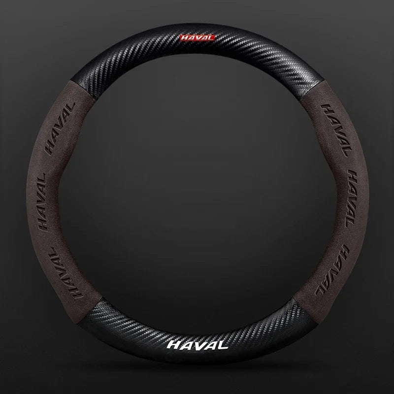 Suitable for Great Wall Haval H6 HEV PHEV sports version H2H3H7H8H9 suede carbon fiber anti-slip steering wheel cover accessorie