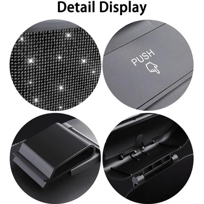 Artificial Rhinestone-Embellished Car Trash Can with 60 Dedicated Trash Bags, Car Interior Hanging Storage Box with Automatic Lid, Multifunctional Car Accessory