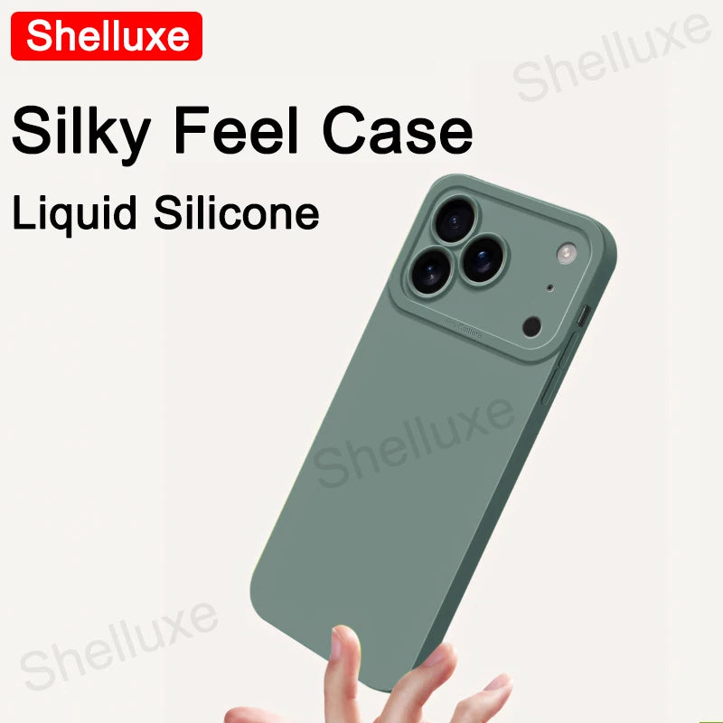 Silky Feel Liquid Silicone Soft Case Shelluxe For iPhone 17 17e 16 16e 15 14 13 Pro Max iPhone17 Air iPhone16 Plus Phone Cases