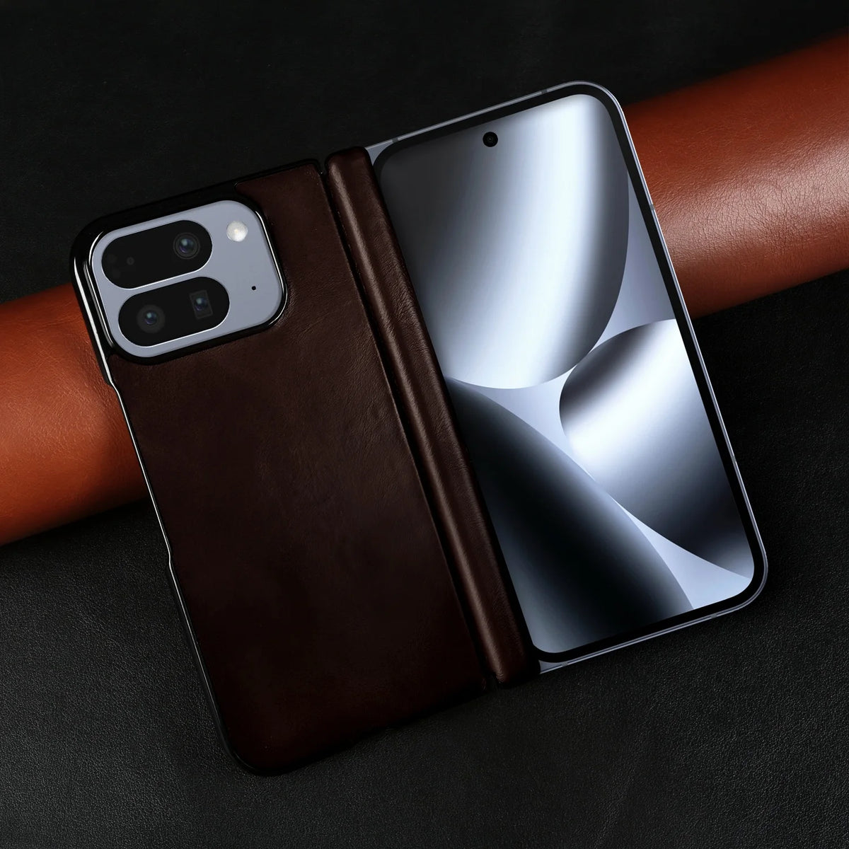 For Google Pixel 10 Pro Fold Case Pixel 9 Pro Fold Retro Full Grain Oil Wax Pattern Cowhide Genuine Leather Phone Cover Fundas