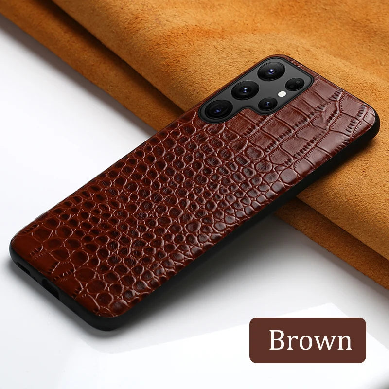 LANGSIDI Genuine Leather Phone Case for Samsung Galaxy S25 S24 S23 Ultra S22 Plus S21 FE S 24 23 A55 A54 5G Protector Back Cover