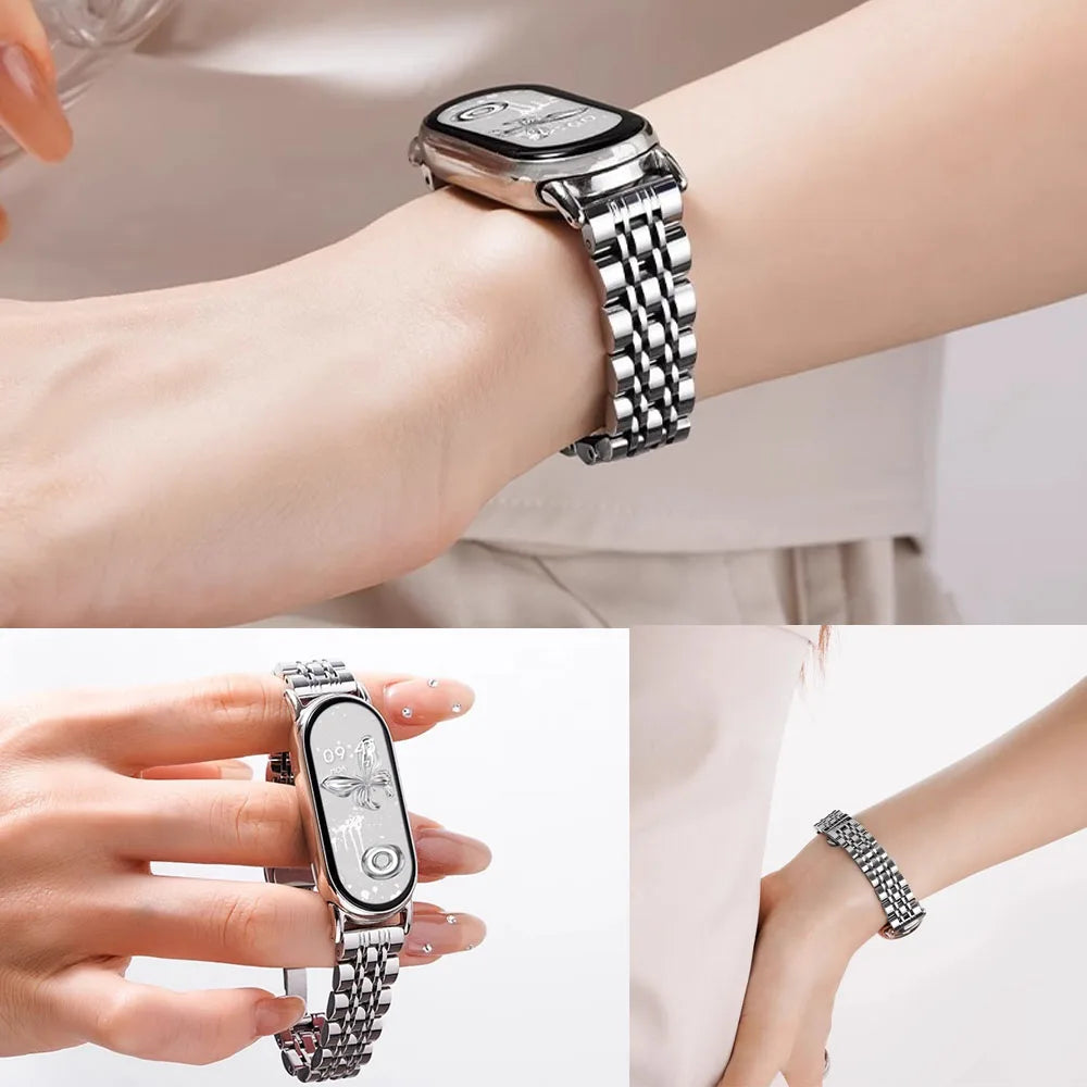 Metal Strap For Xiaomi Band 10 9 8 Belt Smartwatch Stainless Steel Mi Band 9 Bracelet Wristband Miband 11 Watchband Accessories