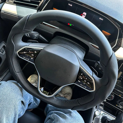 2PCS Universal Round Car Steering Wheel Cover Winter Fur Warm Carbon Fiber Leather Anti-slip Protective Case Luxury Accessories