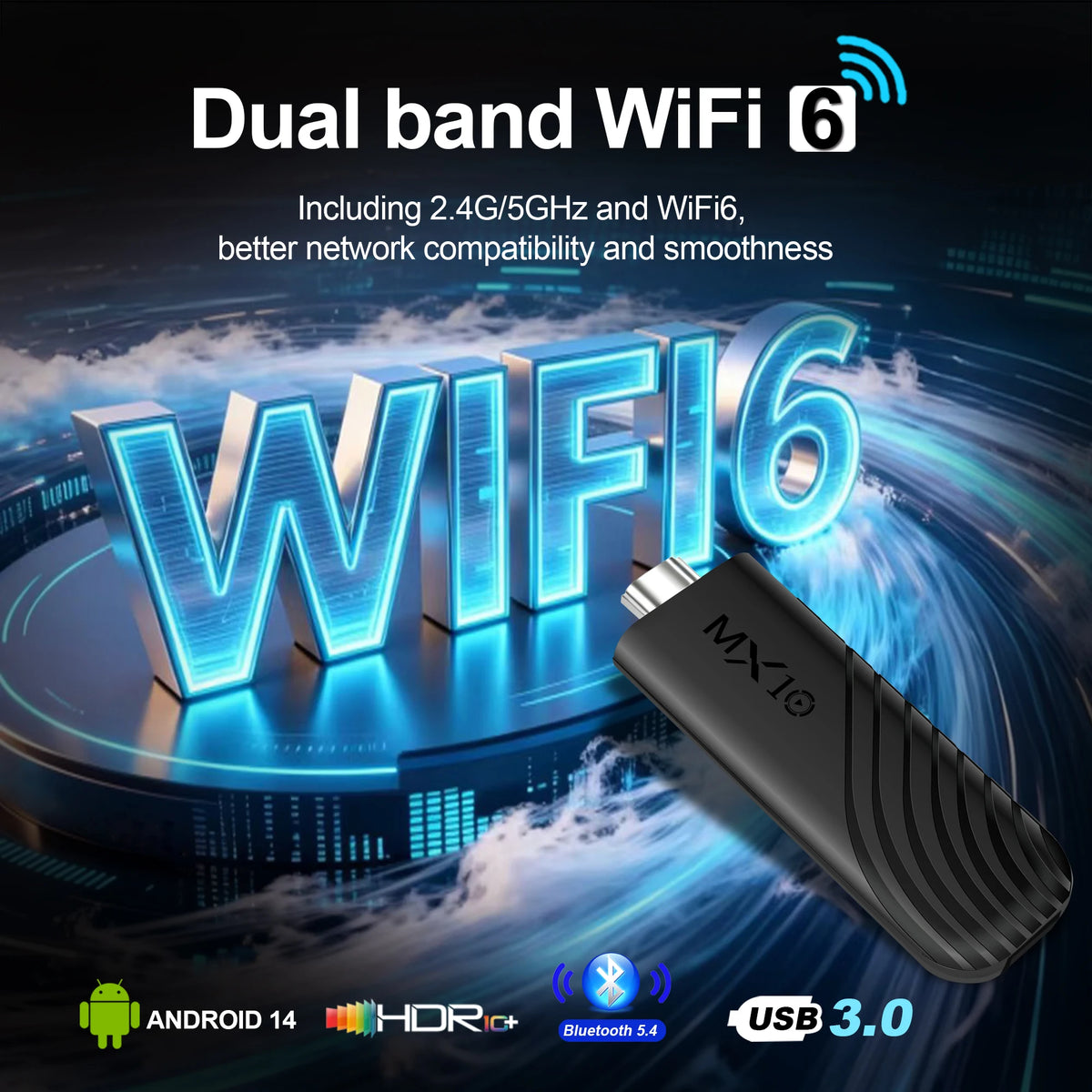 Android 13 MX10 Stick Streaming TV Stick Quad Core Cortex A53 Mali G31 GPU 8GB 128GB WiFi6 Voice Control Dongle