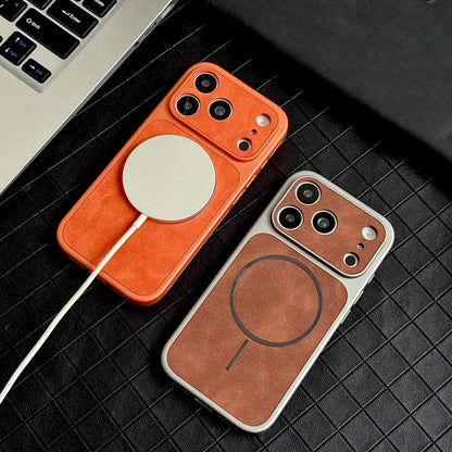 Luxury Faux Leather Case For iPhone 17 16 15 14 13 Pro Max 17Pro ProMax For Magsafe  Wireless Charge Heat Dissipation Full Cover