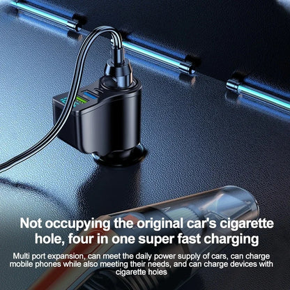 New digital display car fast charging dual USB car charger car one to three cigarette lighter 66W car multifunctional charger