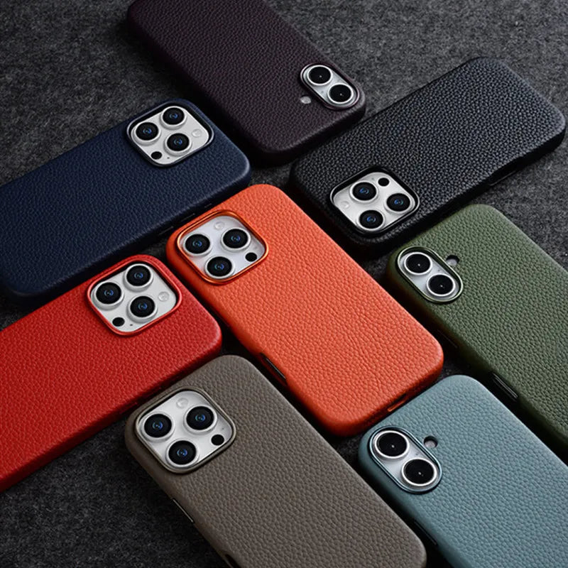 Melkco Genuine Leather Strong Magnetic Case For iPhone 16 Pro Max 16 Plus Coque Premium Cowhide Metal Camera Protection Cover