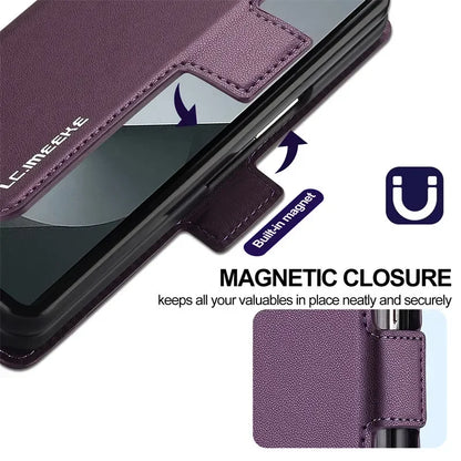Magnetic Flip Leather Phone Case for Samsung Galaxy Z Fold 8 Ultra7 6 5 4 3 5G Fold6 Fold5 Fold8 Wallet Card Cover Etui Coque