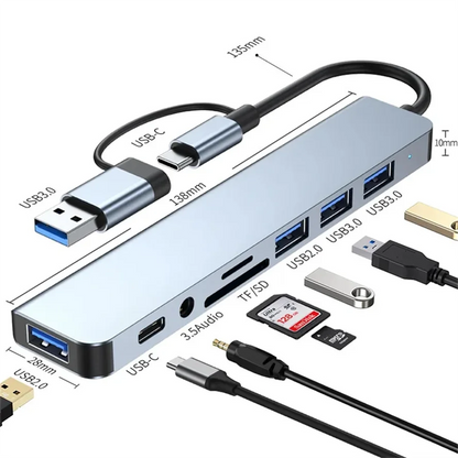 11-in-1 Type C Docking Stations USB-C HUB USB Type C to 4K HDMI-compatible USB 3.0 5Gbps USB Splitter Adapter For Laptop Macbook
