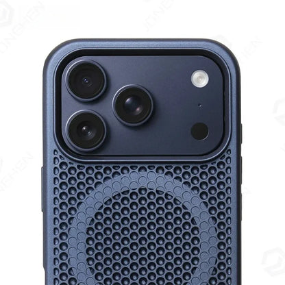 Heat Dissipation Stand Magnetic Shockproof Bumper Case For iPhone 17 Pro Max Air 18 16 15 14 13 12 Breathable Cover For Magsafe