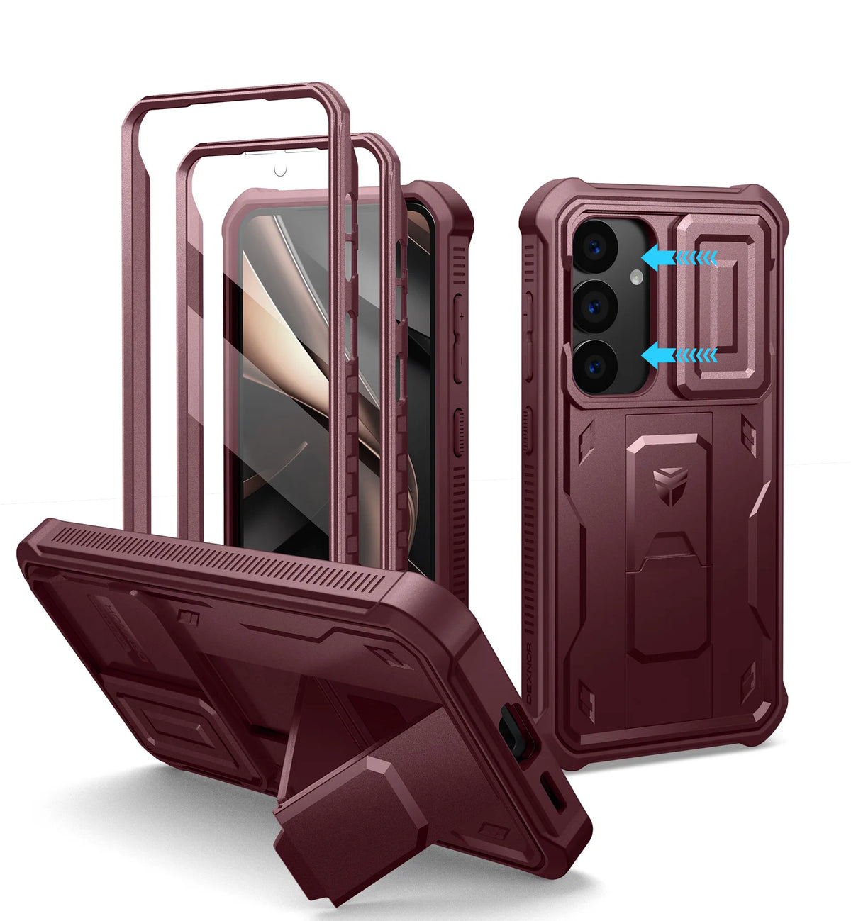 Dexnor For Samsung Galaxy S25/S25 Plus/S25 Ultra /S25 Edge 2025Case Full Body Shockproof Camera Cover &Built-in Screen Protector Kickstand