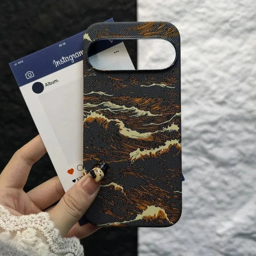 Frameless Kevlar Ocean Wave Texture Magnetic Case For Google Pixel 11 10 9 8 7 Pro XL 10 A For Magsafe Charge Plastic Hard Cover