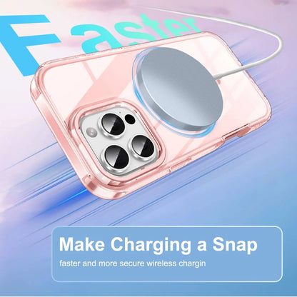 For iPhone 17/16e/15/14/13/12/11 Pro Max/Air Full Body Shockproof Case with Magnetic Built-in Screen Protector Transparent